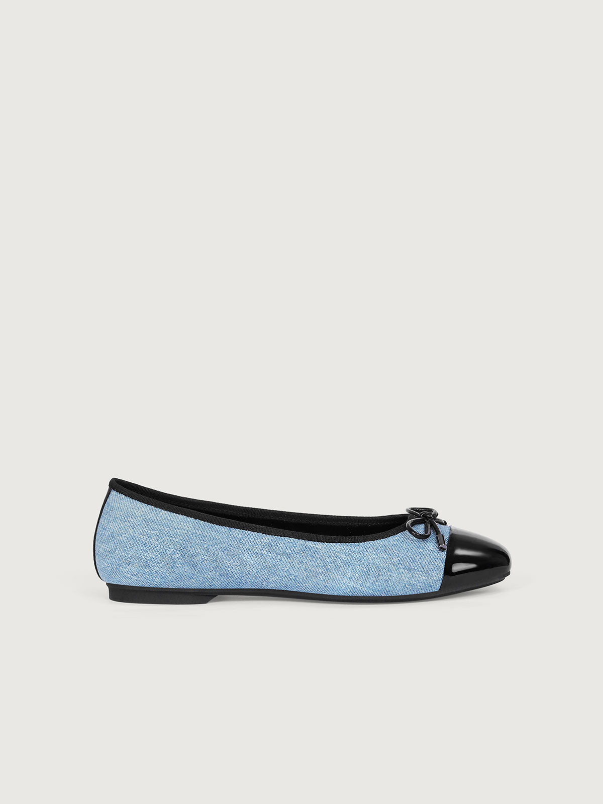 Light Blue Washed Denim Cross-head Ballet Flats - Narrow