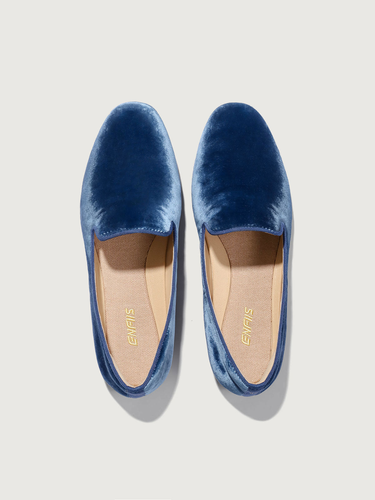 Blue Silk Velvet Loafers - Narrow