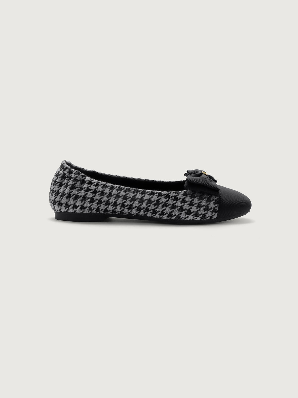 Black Grey Chippendale Jacquard Square Toe Ballet Flats Flats - ENFIIS