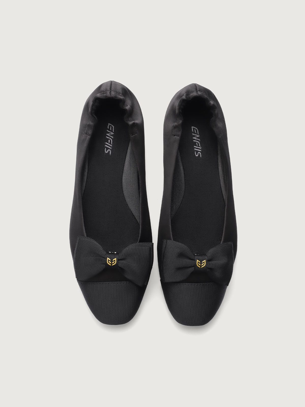 Black Satin Square Toe Ballet Flats Flats - ENFIIS