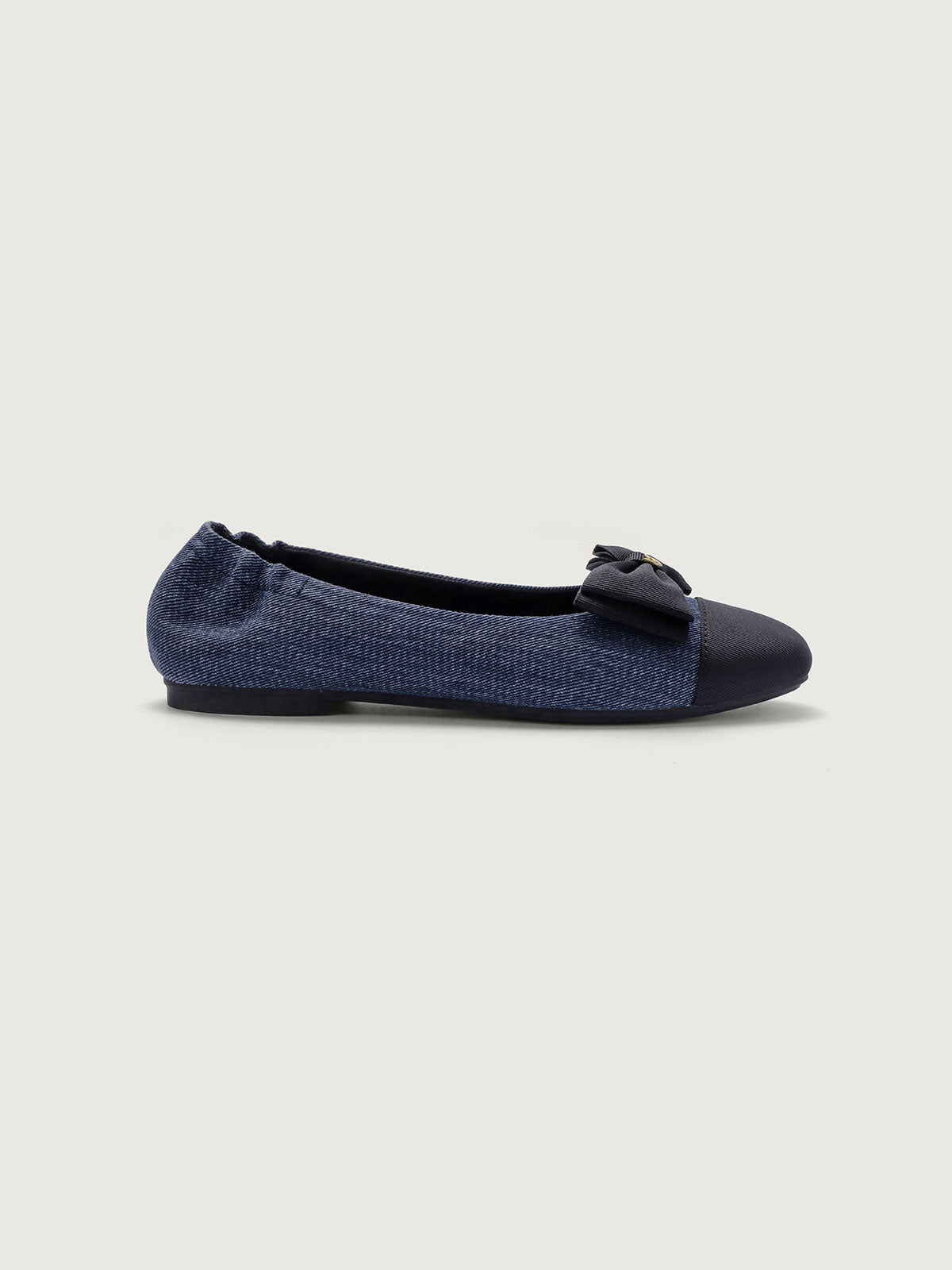 Blue Twill Denim Square Toe Ballet Flats Flats - ENFIIS