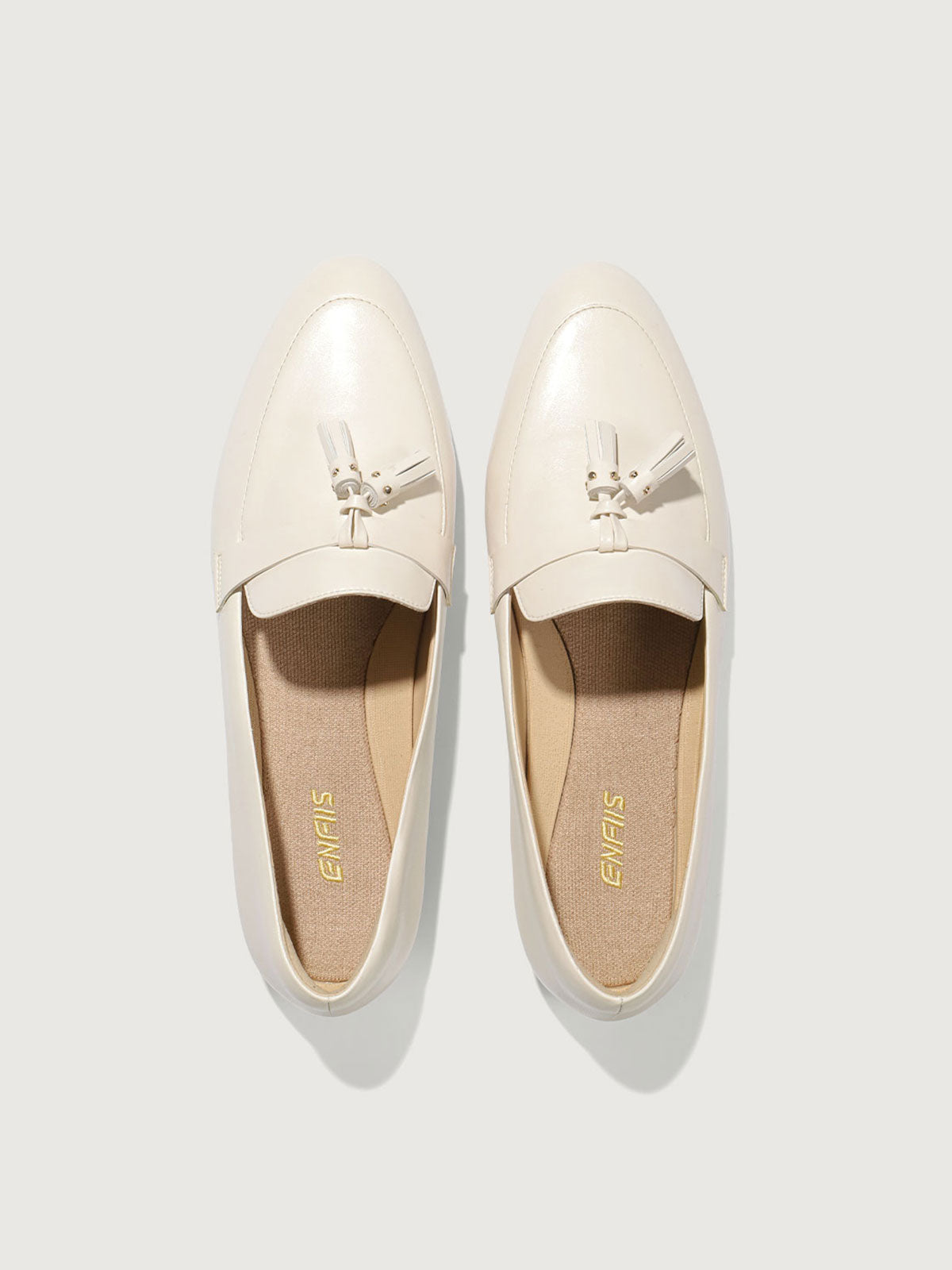 Off-white lamb pattern microfiber tassel loafer shoes. Flats - ENFIIS