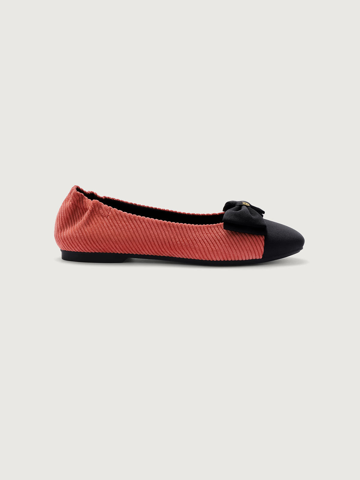 Red and Orange Twill Square Toe Ballet Shoes Flats - ENFIIS